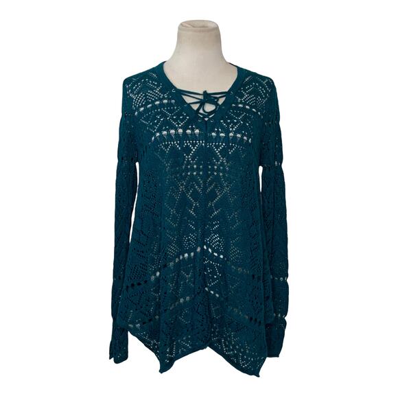 John Paul Richard green long sleeves tunic sweater size M - Picture 1 of 12